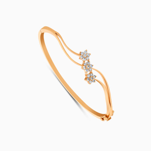 18K rose gold diamond bangle with round diamonds