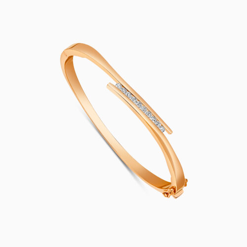 14K rose gold diamond bypass bangle