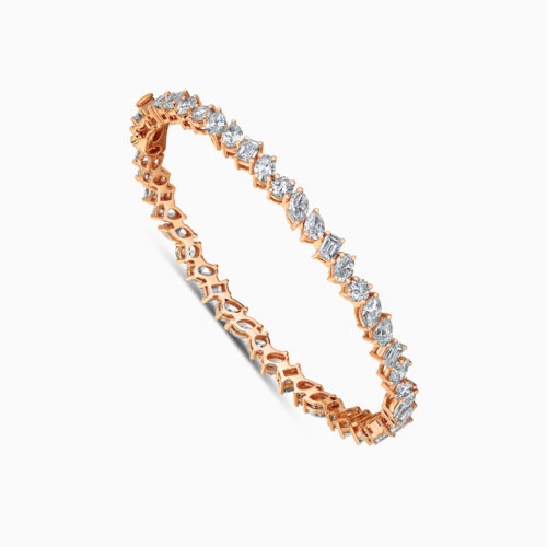 18K rose gold diamond bangle with mixed-cut diamonds