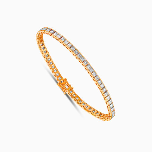 18K rose gold princess-cut diamond tennis bracelet