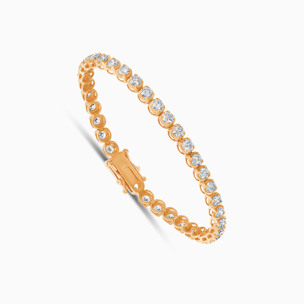 18K rose gold bezel set diamond tennis bracelet