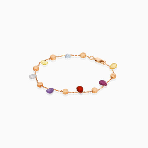 18K rose gold bracelet with colorful gemstones