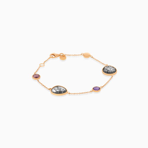 18K rose gold charm bracelet with colored stones
