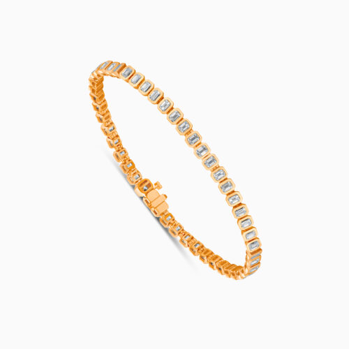 18K rose gold tennis bracelet with emerald-cut diamonds
