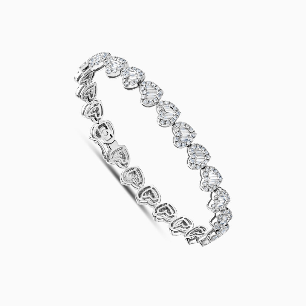18K white gold baguette diamond tennis bracelet