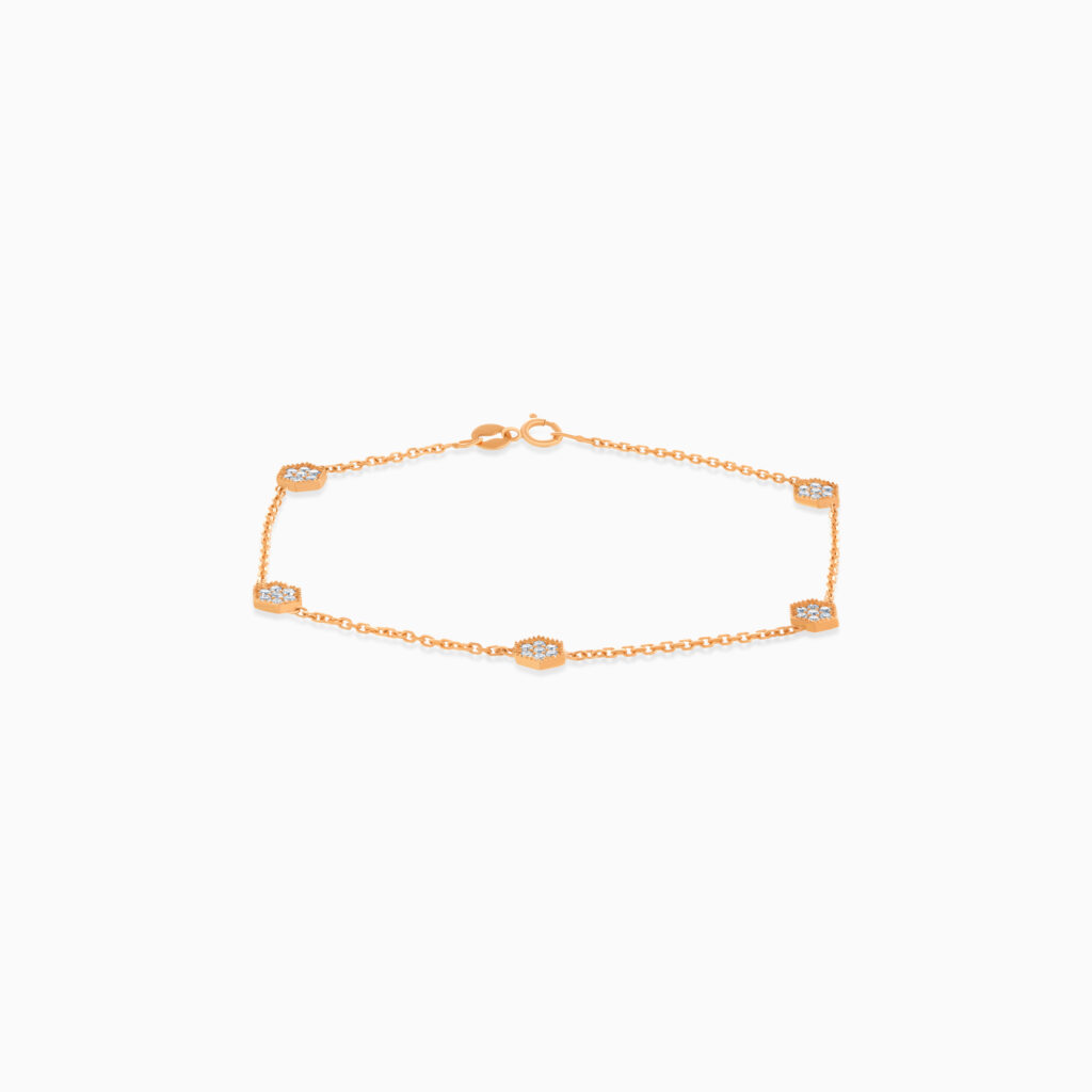18K rose gold diamond chain bracelet with 35 diamonds