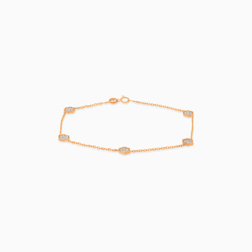 18K rose gold diamond chain bracelet with 35 diamonds