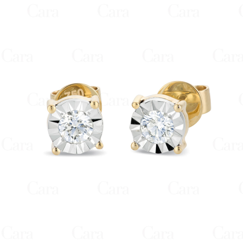18k yellow/white gold diamond stud earrings