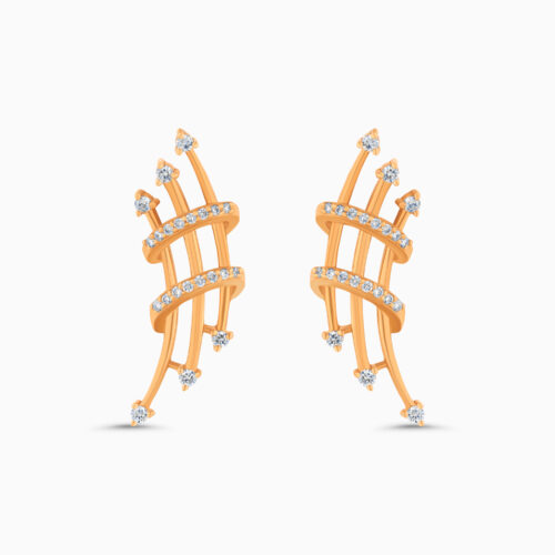 18K rose gold stud earrings with diamonds