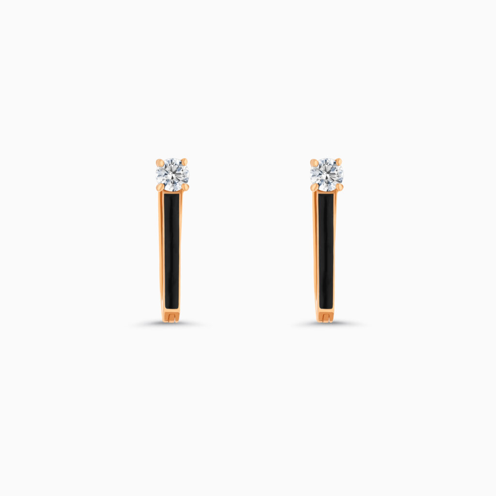 18K Rose Gold Diamond Huggie Earrings
