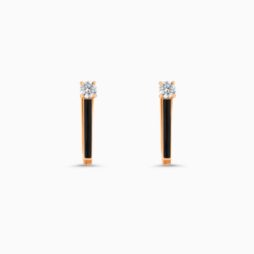 18K Rose Gold Diamond Huggie Earrings