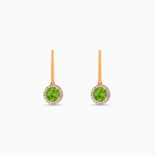 Rose gold peridot drop earrings with diamonds