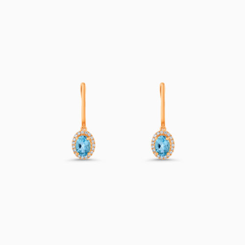 Rose gold topaz drop earrings, 1.91 carat oval topaz