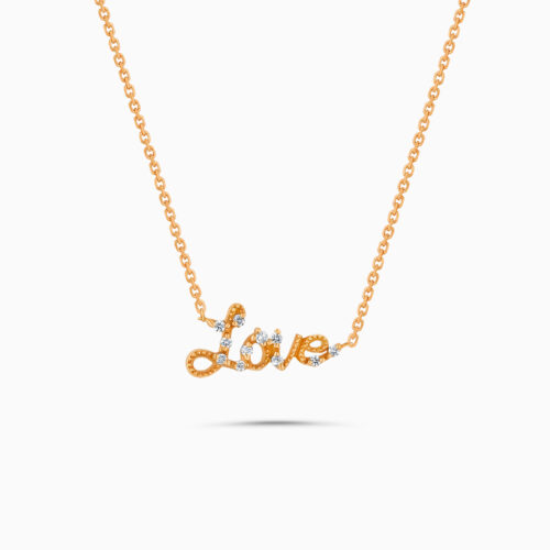 18K rose gold diamond pendant necklace with prong setting