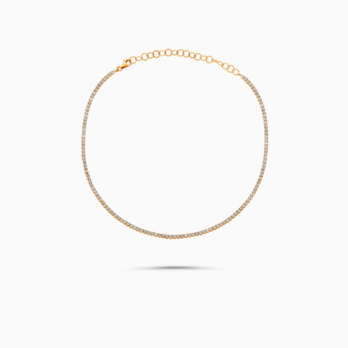 18K rose gold diamond tennis necklace