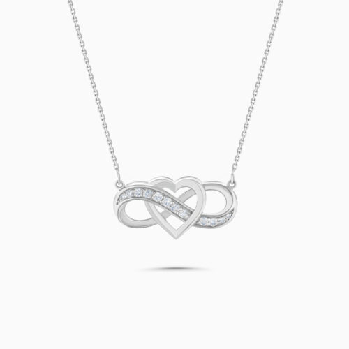 18K white gold heart diamond pendant necklace
