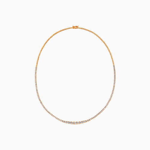 Rose gold tennis necklace with round diamonds