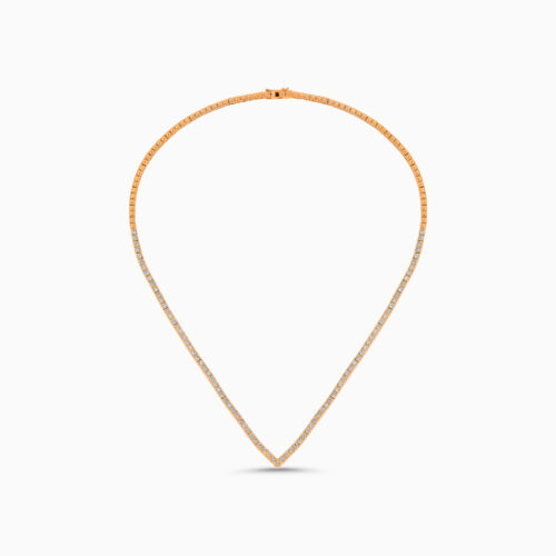 Rose gold tennis diamond necklace, 2.22 carat round brilliant diamonds