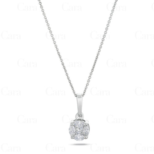 White gold diamond pendant with princess-cut center stone