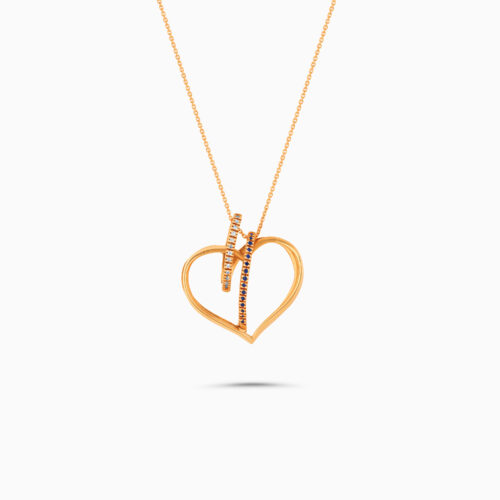 Rose gold heart pendant with diamonds