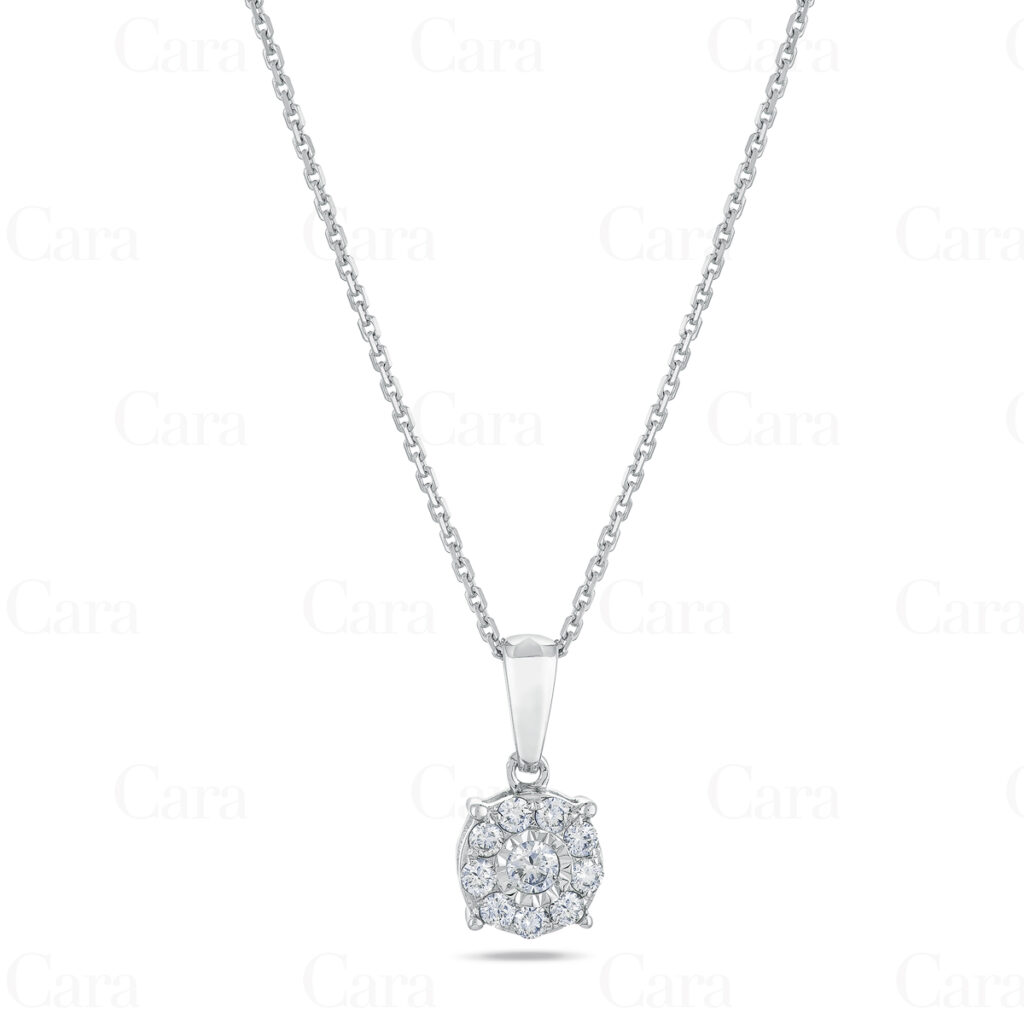 10-diamond cluster pendant in 18k white gold