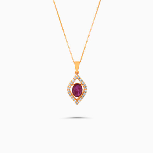 Rose gold ruby pendant with diamonds