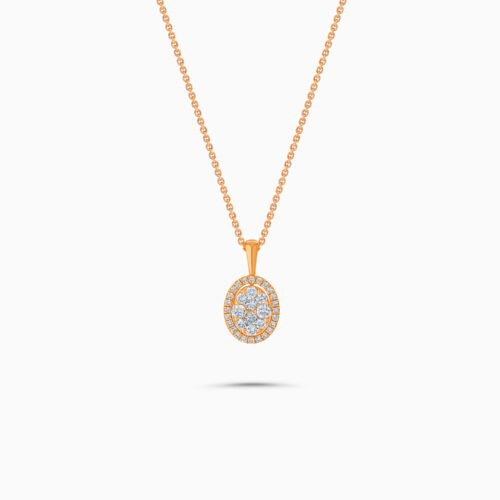 18K Rose Gold Fancy Cluster Pendant with Diamonds