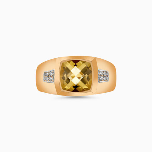 18K rose gold citrine and diamond ring for men