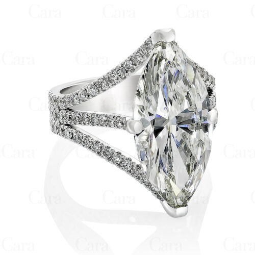 Marquise diamond engagement ring in 18k white gold