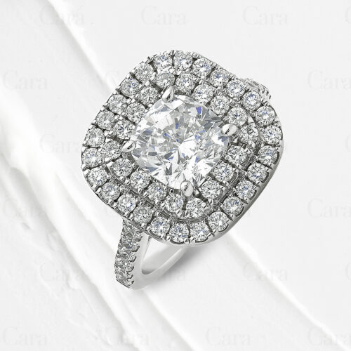 18K white gold engagement ring with center and side diamonds
