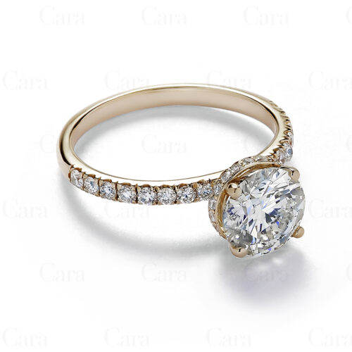 18K rose gold engagement ring with diamonds