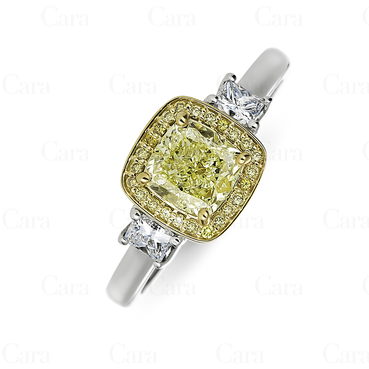 CHRN094055 - 1200X1200 18K platinum and yellow gold engagement ring with cushion-cut diamond