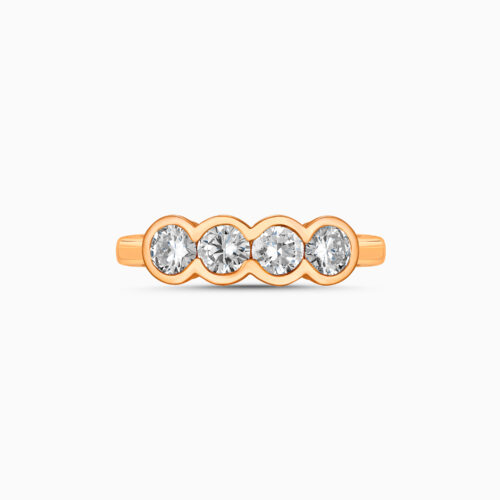 Rose gold 4-stone diamond ring in half-bezel setting