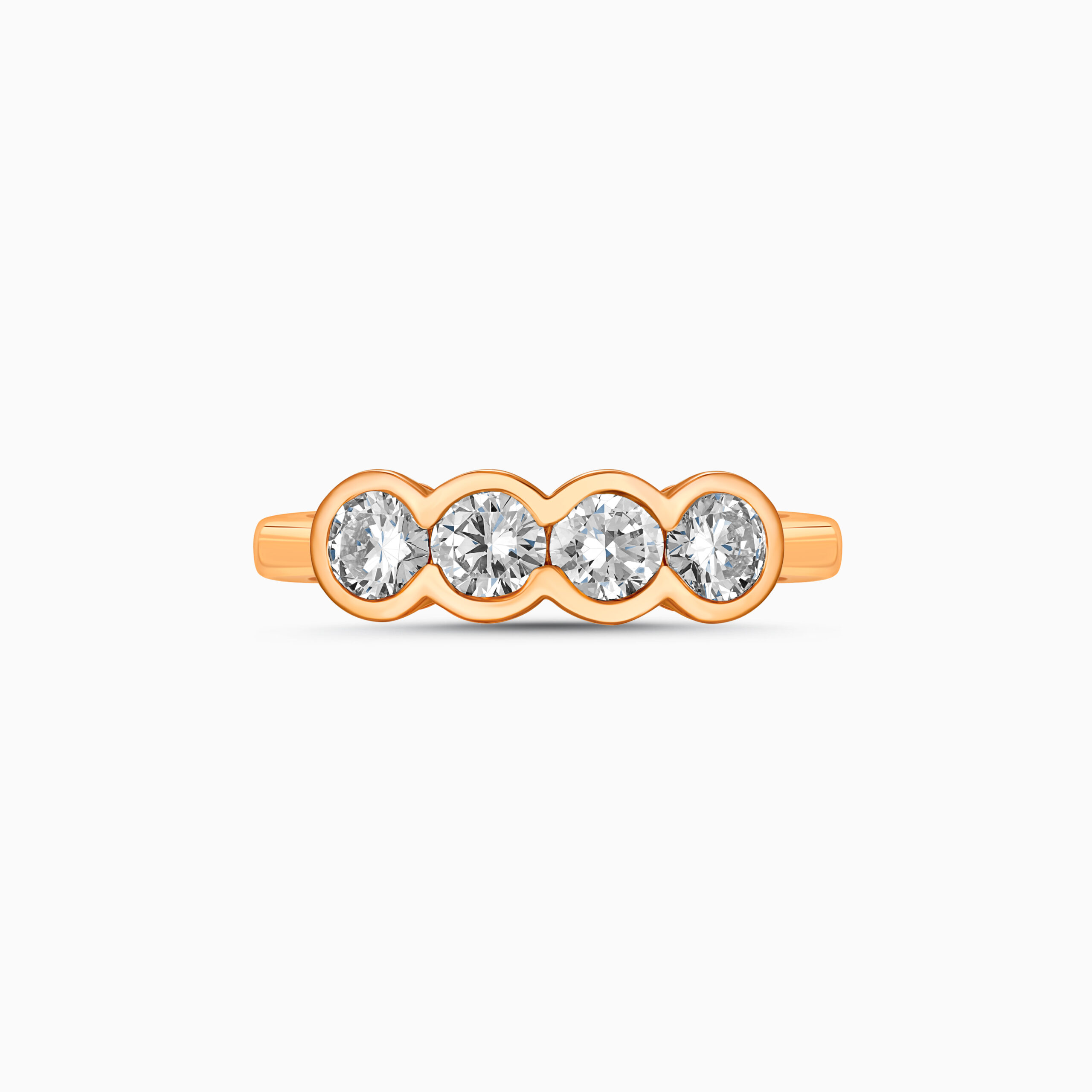 CHRN165707CRG1 Rose gold 4-stone diamond ring in half-bezel setting