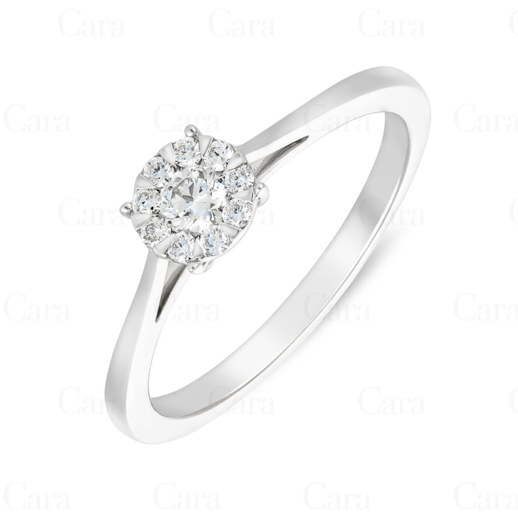 18K white gold round brilliant diamond engagement ring