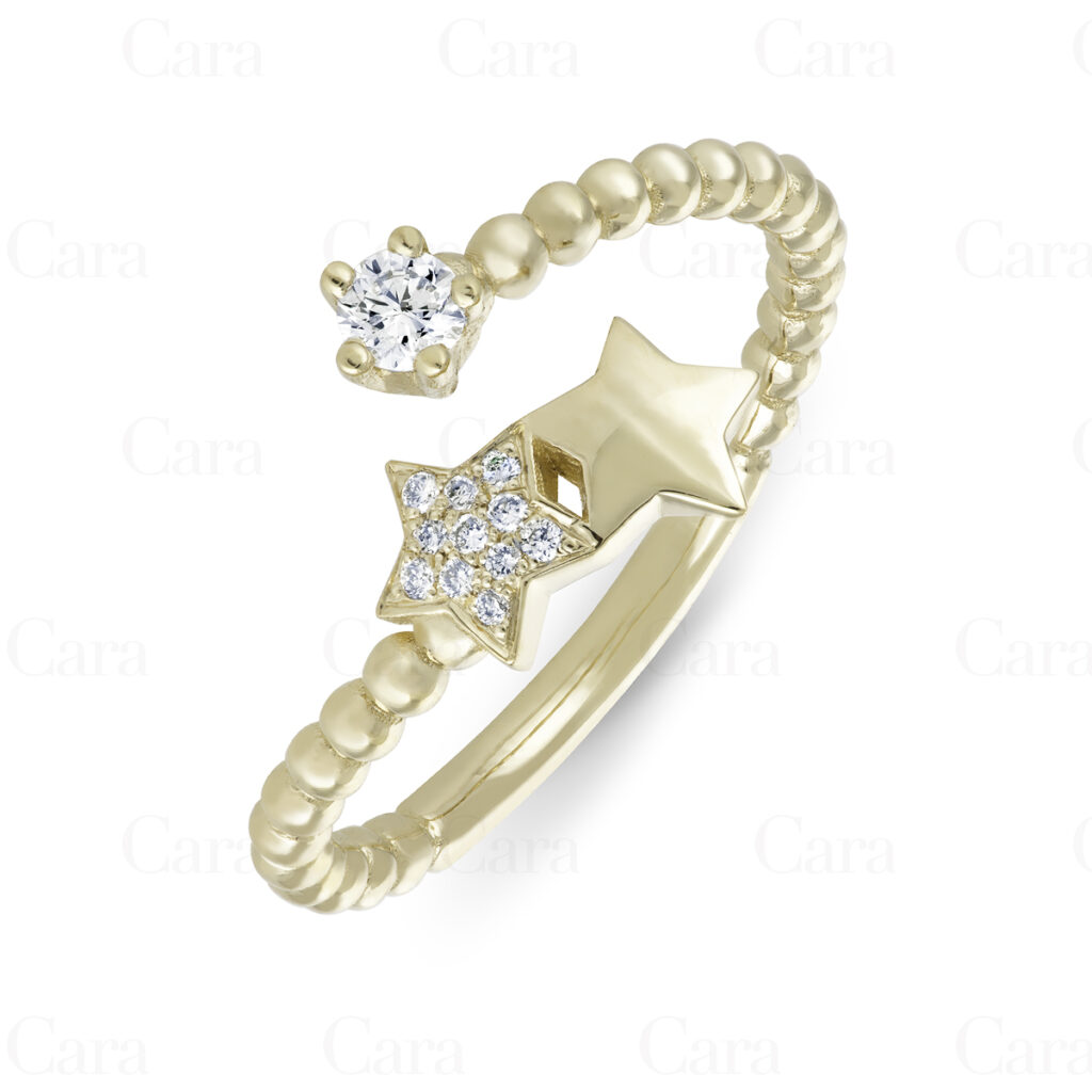 Adjustable diamond ring in 18k yellow gold