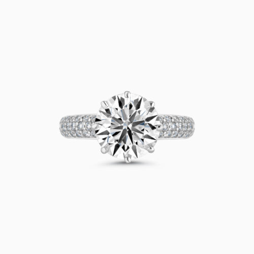 Round Diamond Ring With 102 Side Stones