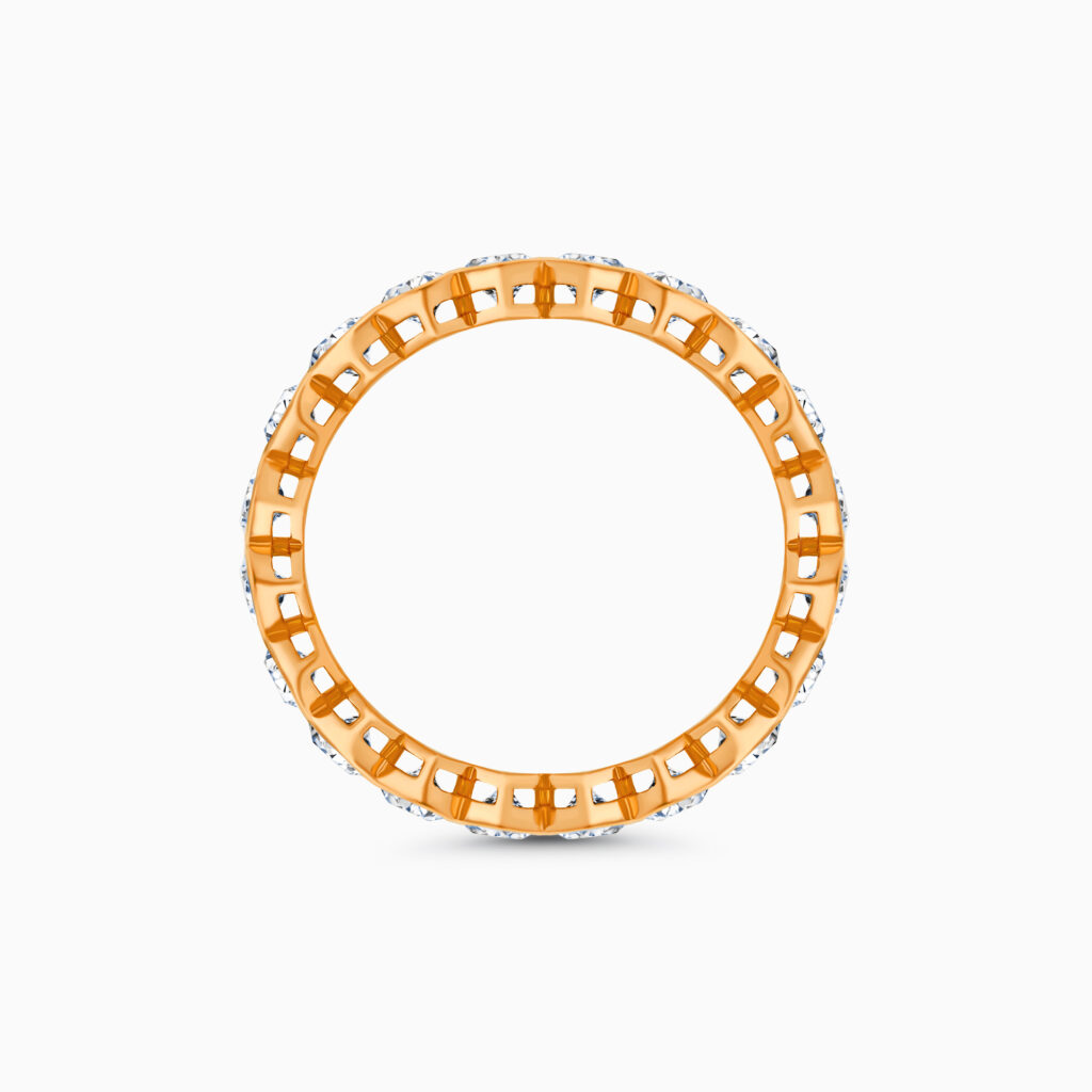 Rose gold oval diamond eternity ring, 2.83 carat bezel set ring