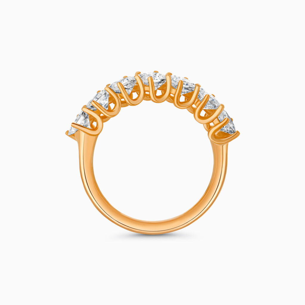 Rose gold diamond wedding band tilted design