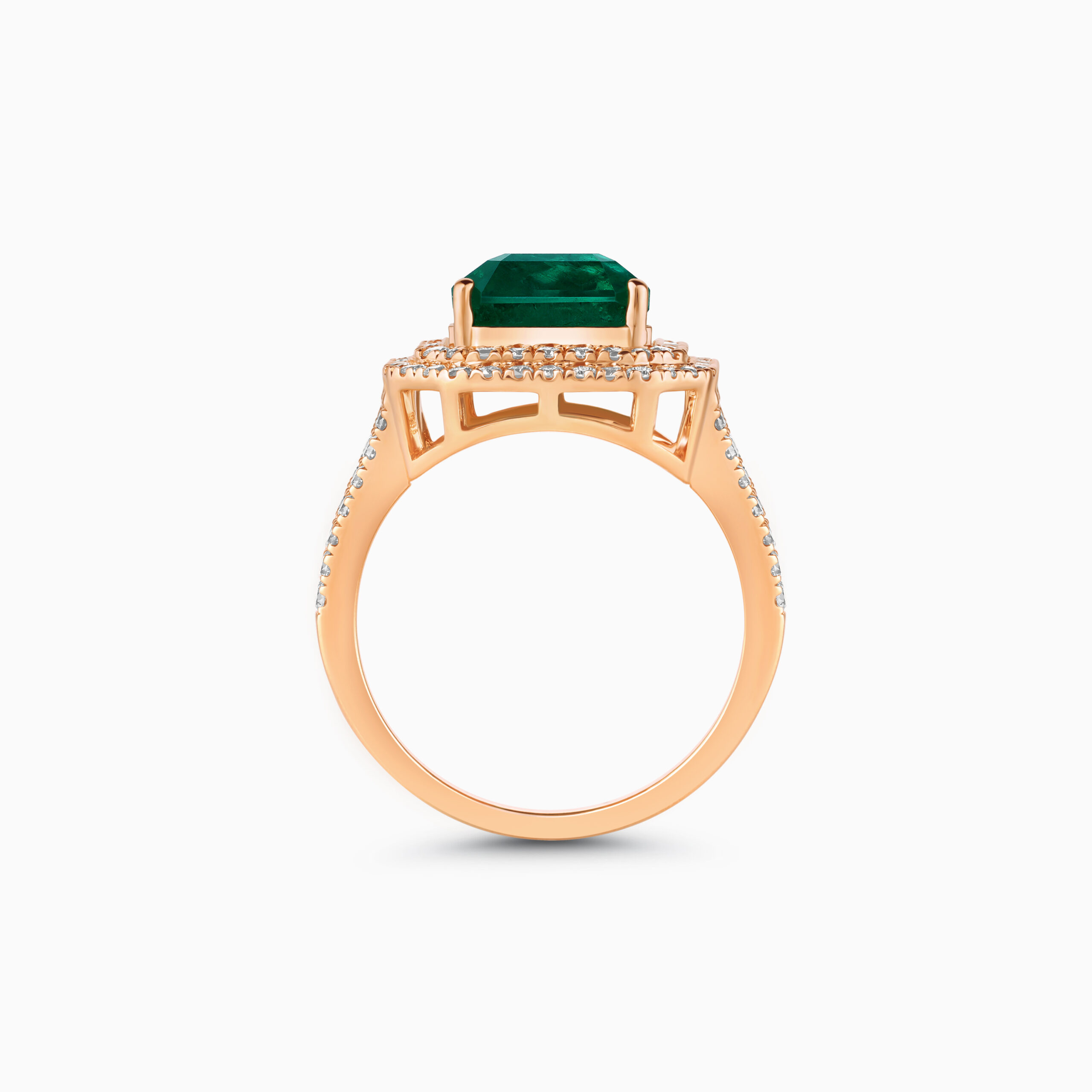 CHRN256588RG3 Emerald-cut diamond ring in rose gold
