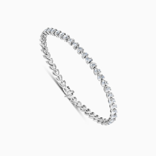 18K white gold heart diamond tennis bracelet