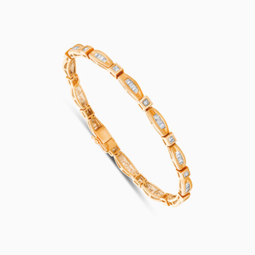 Rose gold diamond link bracelet, 1.96 carat natural diamonds
