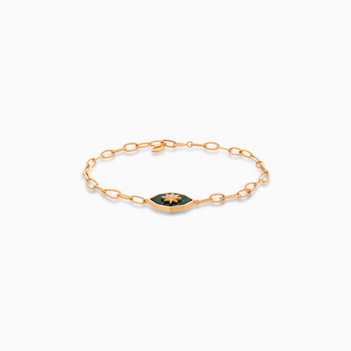 Rose gold malachite diamond bracelet, cluster star design