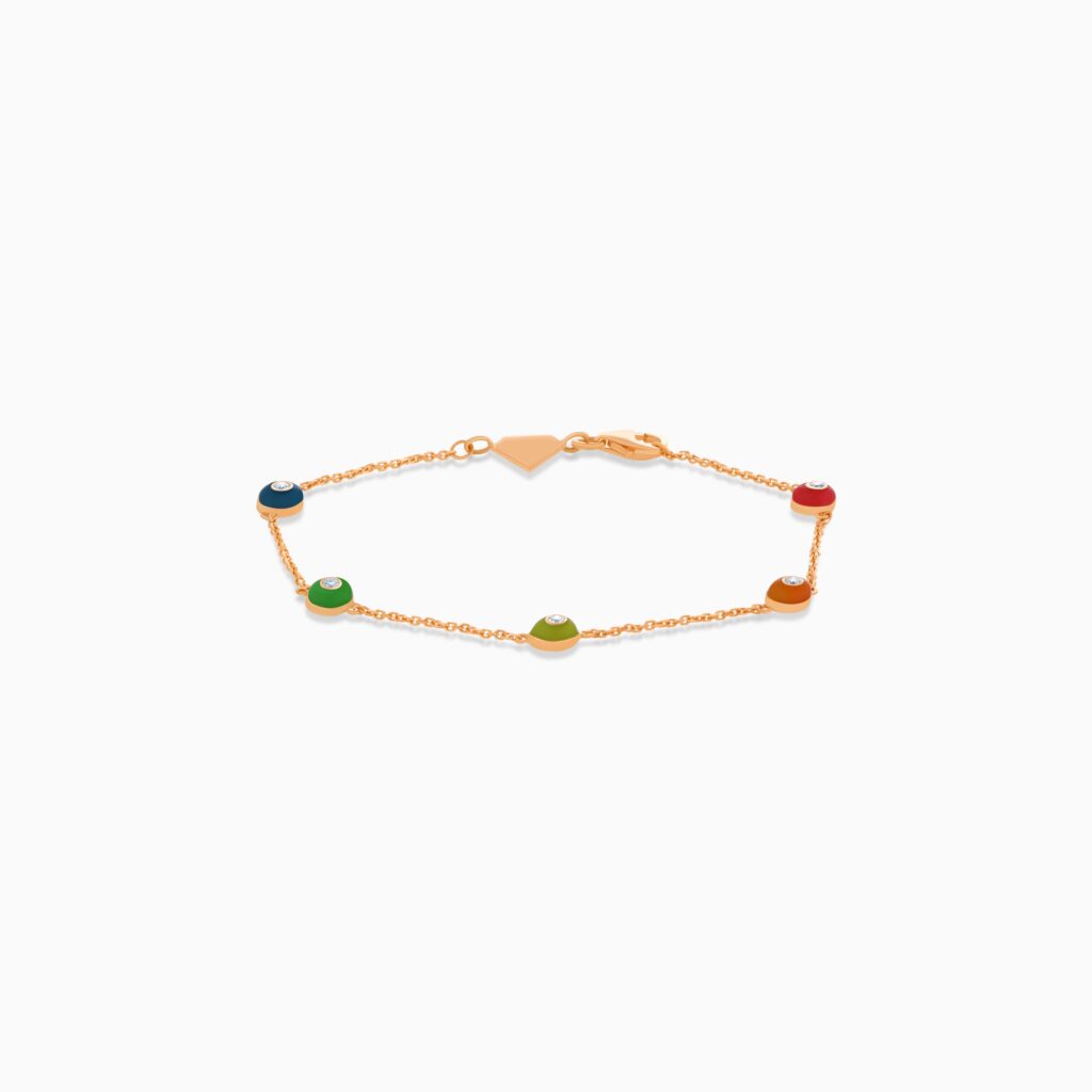 18K rose gold bracelet with round diamonds
