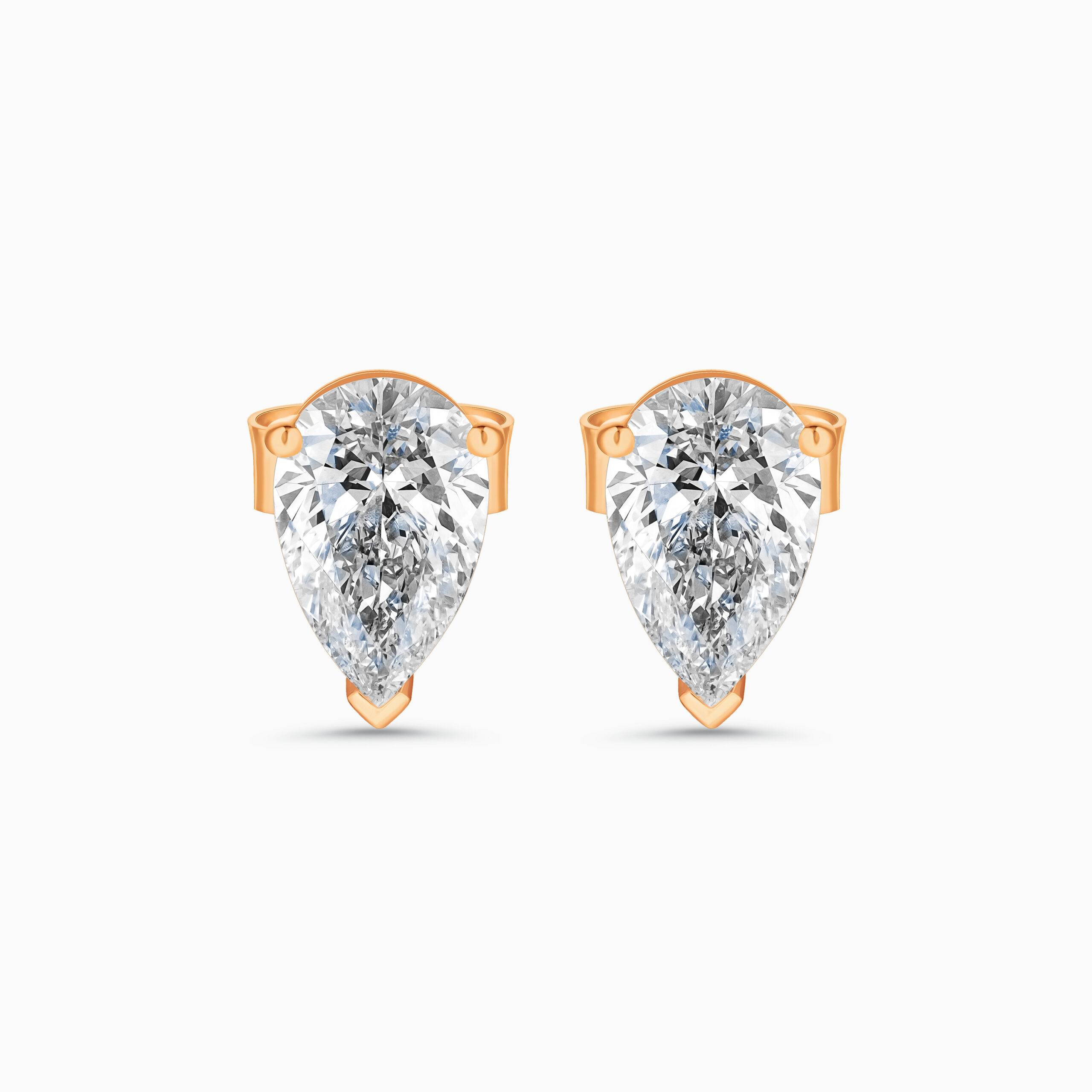 EHER026583RG1 Rose gold pear-cut diamond stud earrings, 2 carat lab-grown diamonds