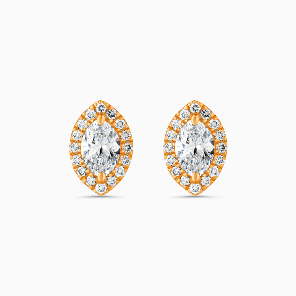18K rose gold diamond halo stud earrings