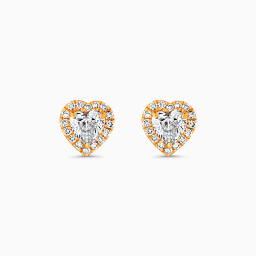 18K rose gold heart halo diamond stud earrings with natural diamonds
