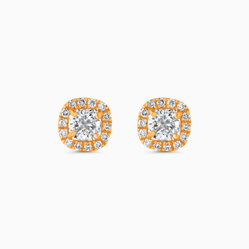 Rose gold halo diamond stud earrings, 0.74 carat lab-grown diamonds