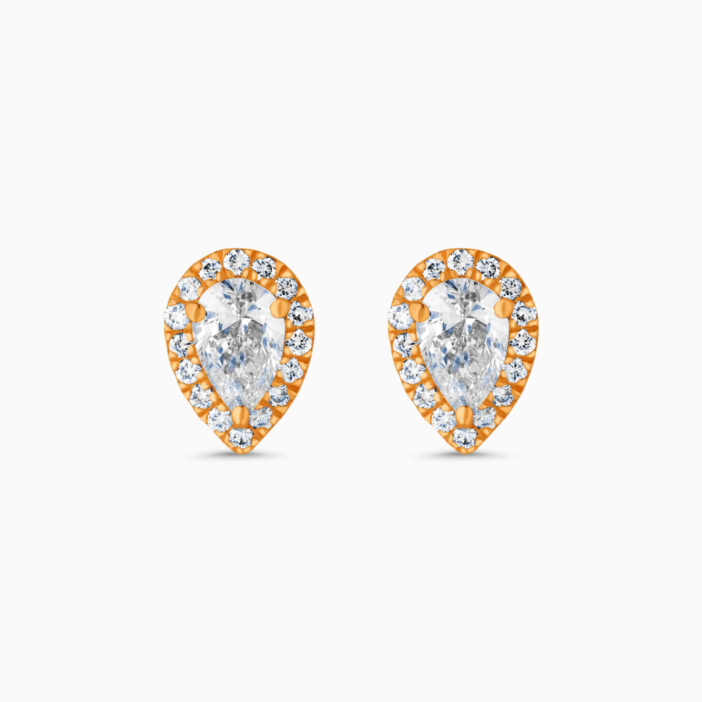 18k RG Halo Stud Earrings with Diamonds