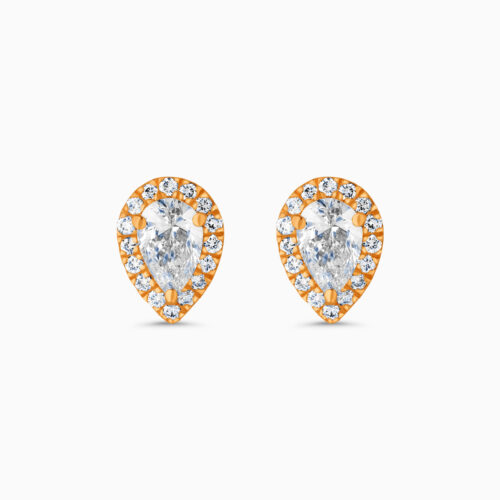 18k RG Halo Stud Earrings with Diamonds